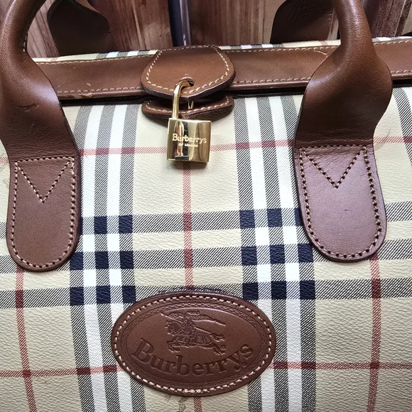 Burberry Haymarket Gentleman Doctor Style Boston Travel  Bag-Vintage EUC-COA - Picture 2 of 16